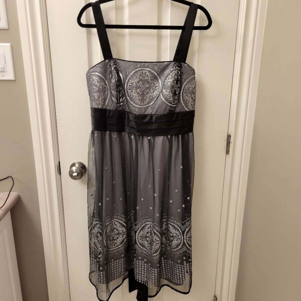 Silver and black metallic dress Sz 14W